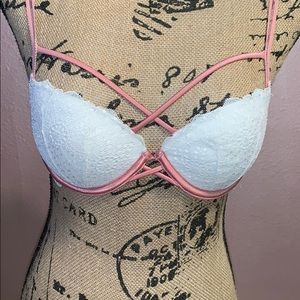 Pink bra white and pink push up 32 c
